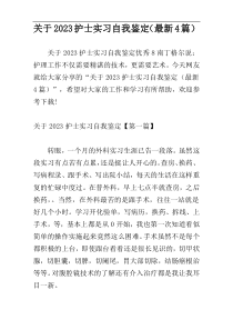 关于2023护士实习自我鉴定（最新4篇）