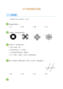 2019年沈阳市铁西七年级下学期期末数学试卷