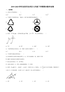 20192020学年沈阳市沈河区七年级下学期期末数学试题