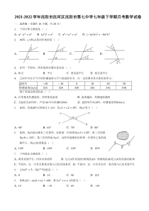 20212022学年沈阳市沈河区沈阳市第七中学七年级下学期第一次月考数学试卷答案