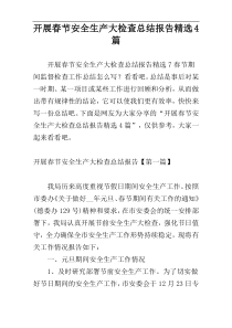 开展春节安全生产大检查总结报告精选4篇