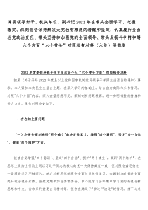 常委领导班子、机关单位、副书记2023年在带头全面学习、把握、落实、深刻领悟保持解决大党独有难题