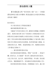 防台防汛3篇