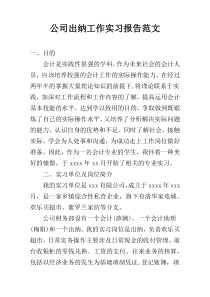 公司出纳工作实习报告范文