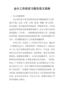 会计工作的实习报告范文范例