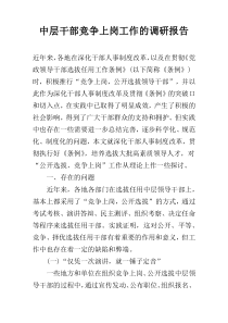 中层干部竞争上岗工作的调研报告