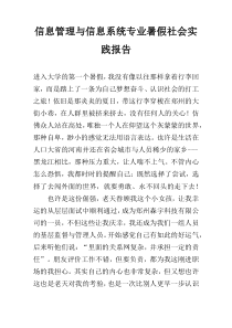 信息管理与信息系统专业暑假社会实践报告