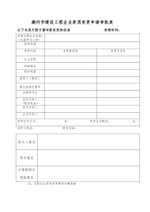 潮州市建筑施工企业资质变更呈批表