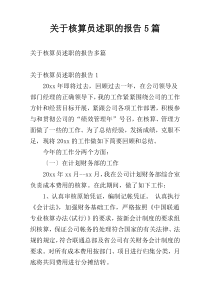 关于核算员述职的报告5篇