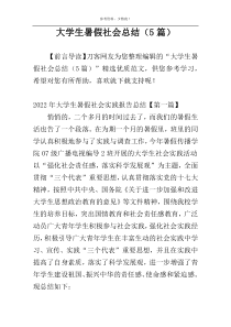 大学生暑假社会总结（5篇）