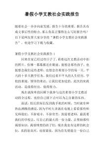 暑假小学支教社会实践报告