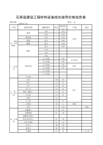 石屏县建设工程材料设备综合指导价格信息表