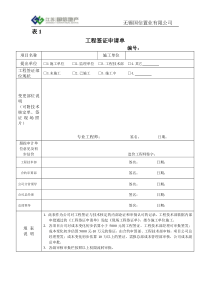 表1--工程签证申请单--工程部制单填写