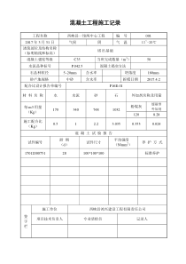 表C518混凝土工程施工记录