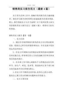 销售类实习报告范文（最新4篇）