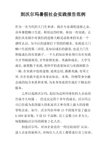 到沃尔玛暑假社会实践报告范例