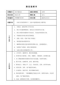 某写字楼、酒店物业管理公司保洁主管职位说明书