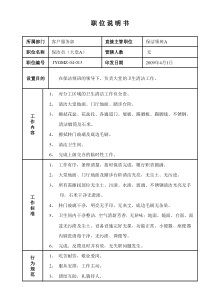 某写字楼、酒店物业管理公司保洁职位说明书