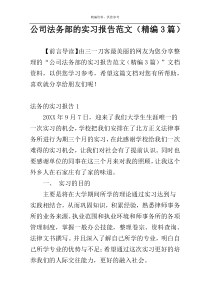 公司法务部的实习报告范文（精编3篇）