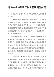 非公企业中的职工民主管理调研报告