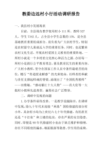 教委边远村小行活动调研报告