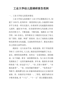 工业大学幼儿园调研报告范例