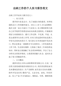 出纳工作的个人实习报告范文