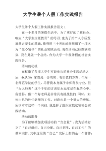 大学生暑个人假工作实践报告