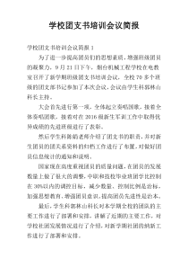 学校团支书培训会议简报