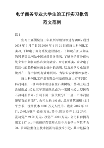 电子商务专业大学生的工作实习报告范文范例