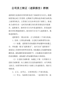 公司员工转正（述职报告）样例