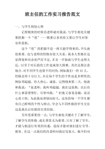 班主任的工作实习报告范文