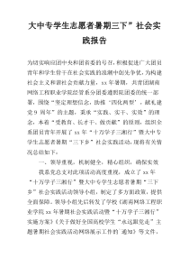 大中专学生志愿者暑期三下”社会实践报告