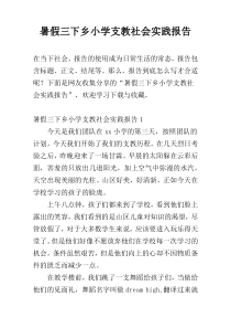 暑假三下乡小学支教社会实践报告