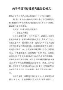 关于项目可行性研究报告的例文