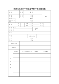 北师大昆明附中自主招聘教师报名登记表