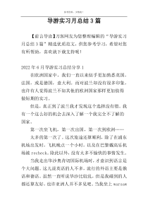 导游实习月总结3篇