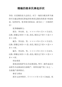 精编的继承民事起诉状