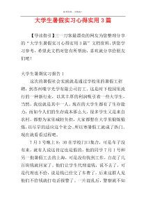 大学生暑假实习心得实用3篇