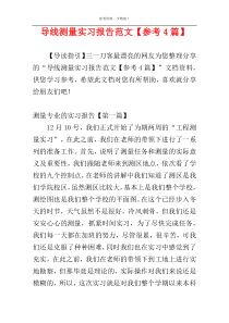 导线测量实习报告范文【参考4篇】