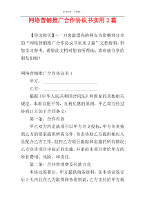 网络营销推广合作协议书实用2篇