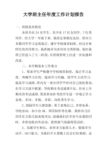 大学班主任年度工作计划报告