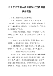 关于农民工基本权益实现状况的调研报告范例