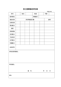 员工招聘面试评价表