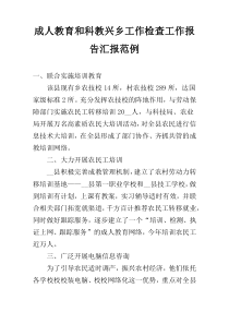 成人教育和科教兴乡工作检查工作报告汇报范例