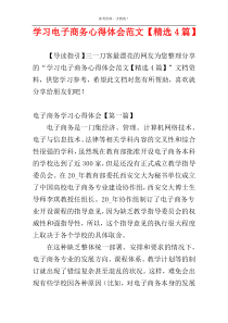 学习电子商务心得体会范文【精选4篇】