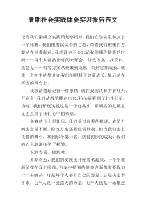 暑期社会实践体会实习报告范文