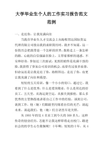 大学毕业生个人的工作实习报告范文范例