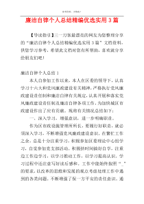 廉洁自律个人总结精编优选实用3篇