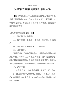 促销策划方案（实例）最新4篇